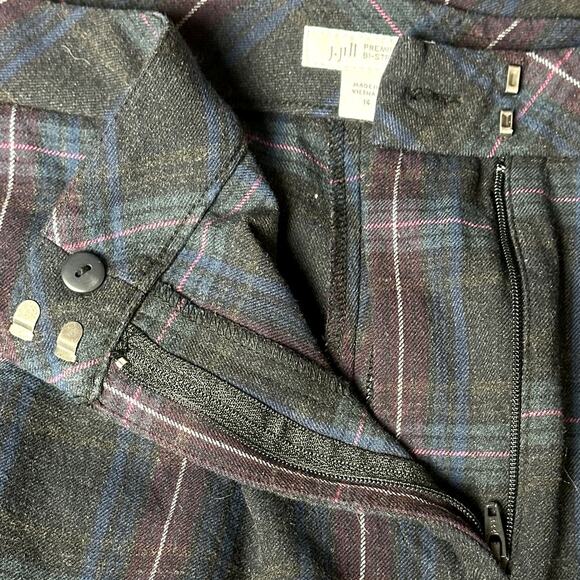 J.Jill Premium Bi-Stretch Flannel Plaid Ankle Trouser Pants Gray Work Women 14 - Picture 11 of 12